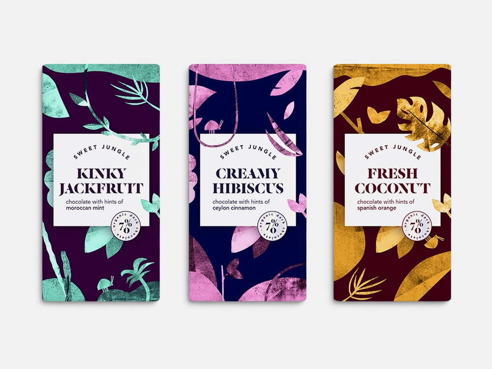甜蜜的丛林巧克力-该设计的特点是剪纸插图以及引人注目的调色板图片