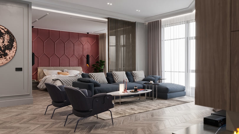 获得具有法国风格现代室内装饰的基辅公寓图片