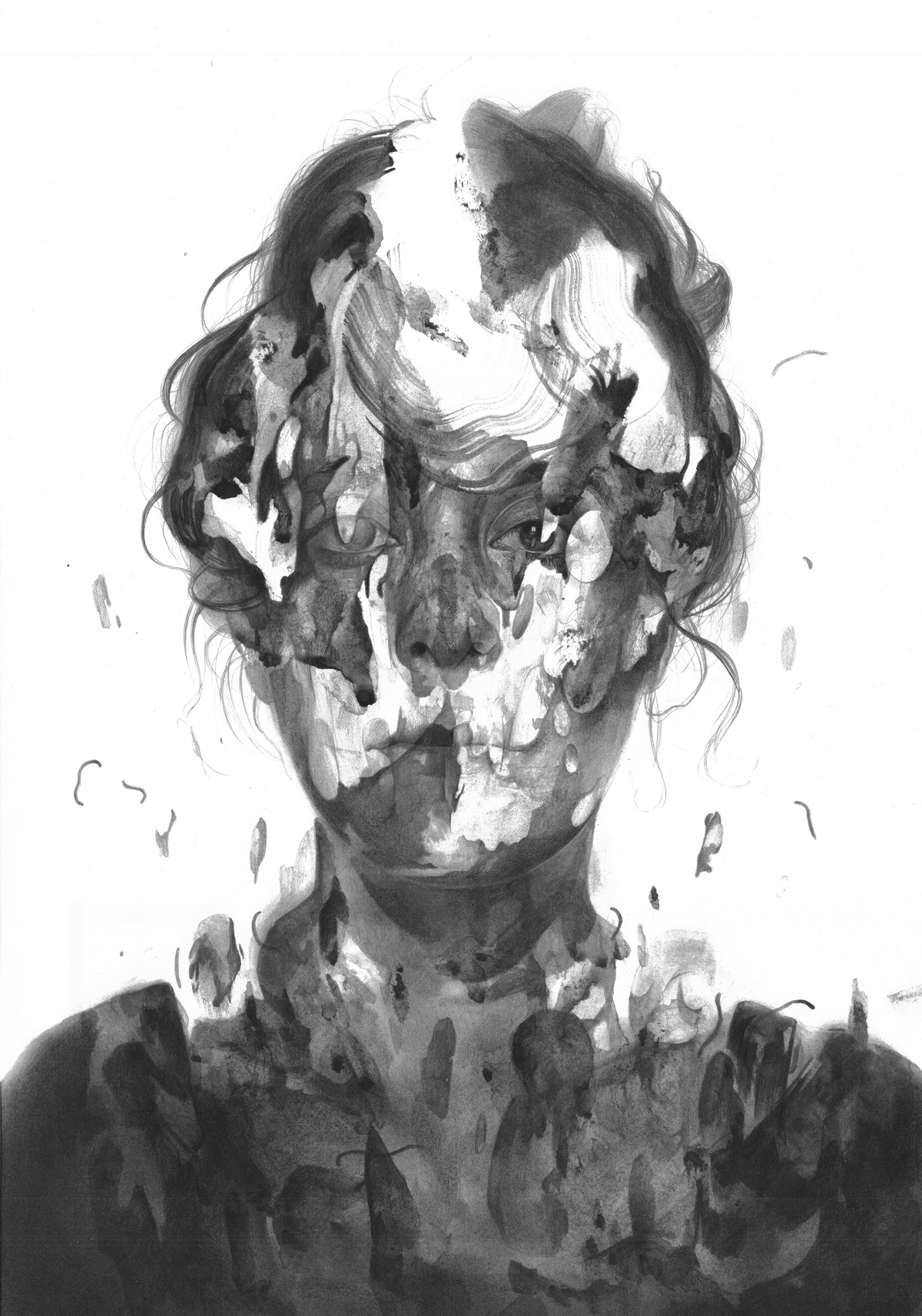 在米兰马拉卡画廊展出的NEBULA手绘插画图片