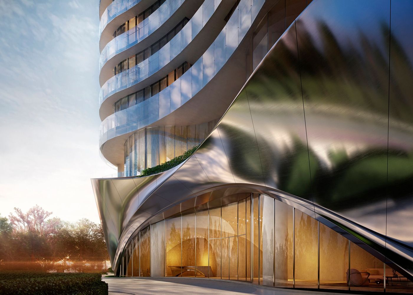 建筑的位置将在黄金海岸的城市景观中发挥重要的作用,标志着美人鱼海滩低层住宅区到宽阔海滩高层住宅的过渡。首层的“基底”给建筑带来人性化的尺度,其低矮的洞穴状的入口吸引着行人的注意。