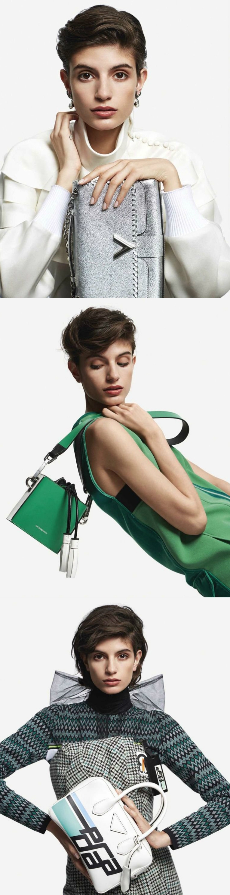 努里亚罗斯柴尔德-采用方形图案剪裁,配有手提包的时尚秀封面大图