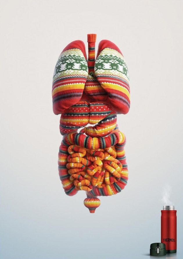 给你的心脏穿穿保暖泳装-Thermos-保温杯平面广告图片