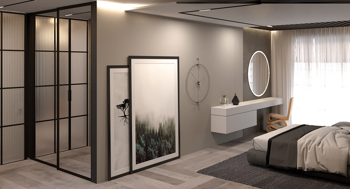 精致垂直灰色调装饰和独特照明方案的公寓---酷图编号31