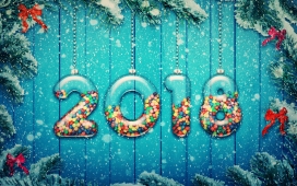 新年快乐-2018水晶字壁纸