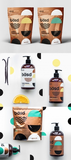 全新现代外观BASD护肤系列-由无衬线字体和几何元素组成