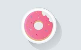 粉红色的炸圈咬饼