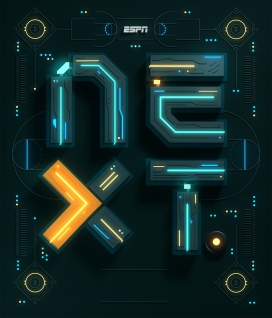 ESPN -NEXT-一种未来主义感觉的照明内条字母设计