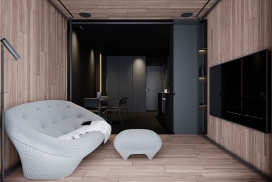 夜猫头鹰黑暗装饰的公寓建筑