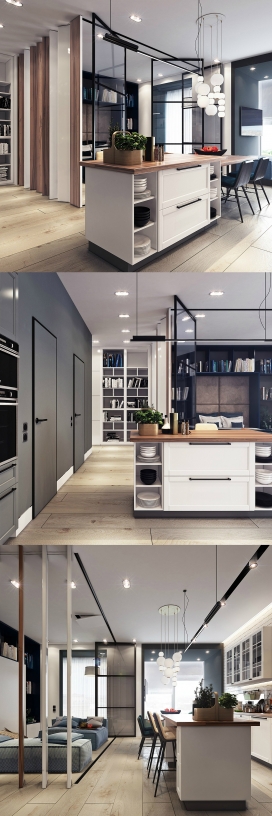 两个小公寓-一个极简主义生活的蓝色绿洲