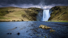 冰岛斯科加瀑布瀑布