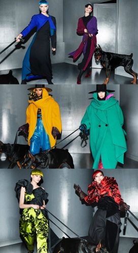 马克・雅各布斯-别致的遛狗步行者-灵感剪影来自超大衣，宽松裤和宽边帽