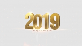 高清晰金色立体2019新年字体壁纸