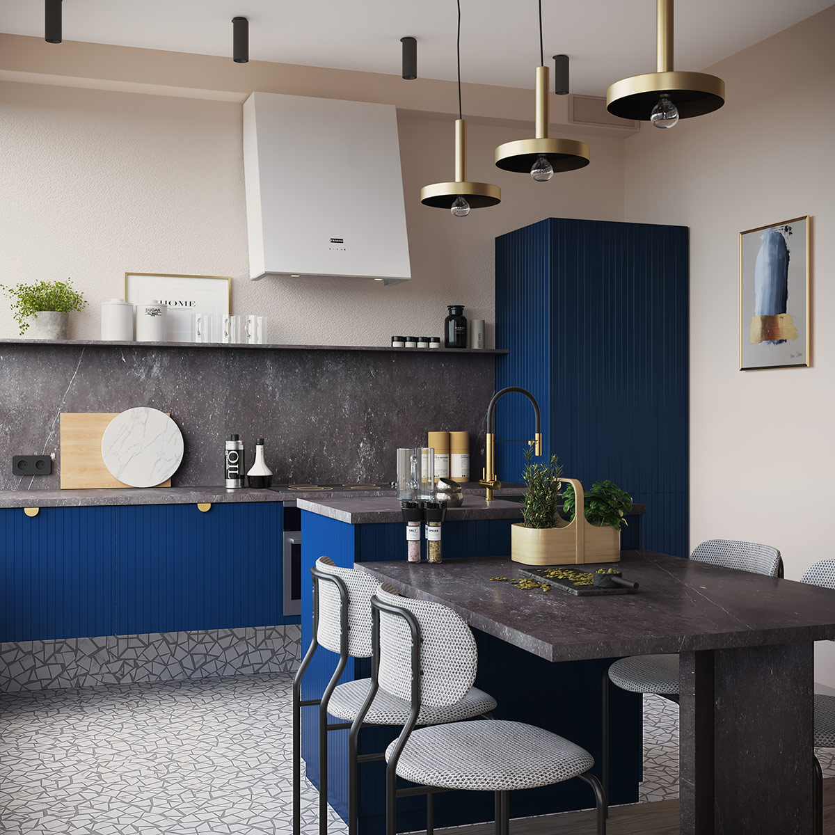 使用橙色和蓝色设计的室内设计-帮助您使用互补色装饰温馨的家---酷图编号1256742