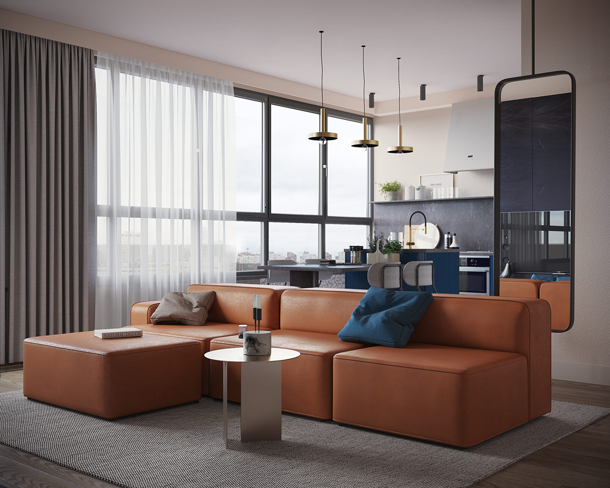 使用橙色和蓝色设计的室内设计-帮助您使用互补色装饰温馨的家---酷图编号1256743