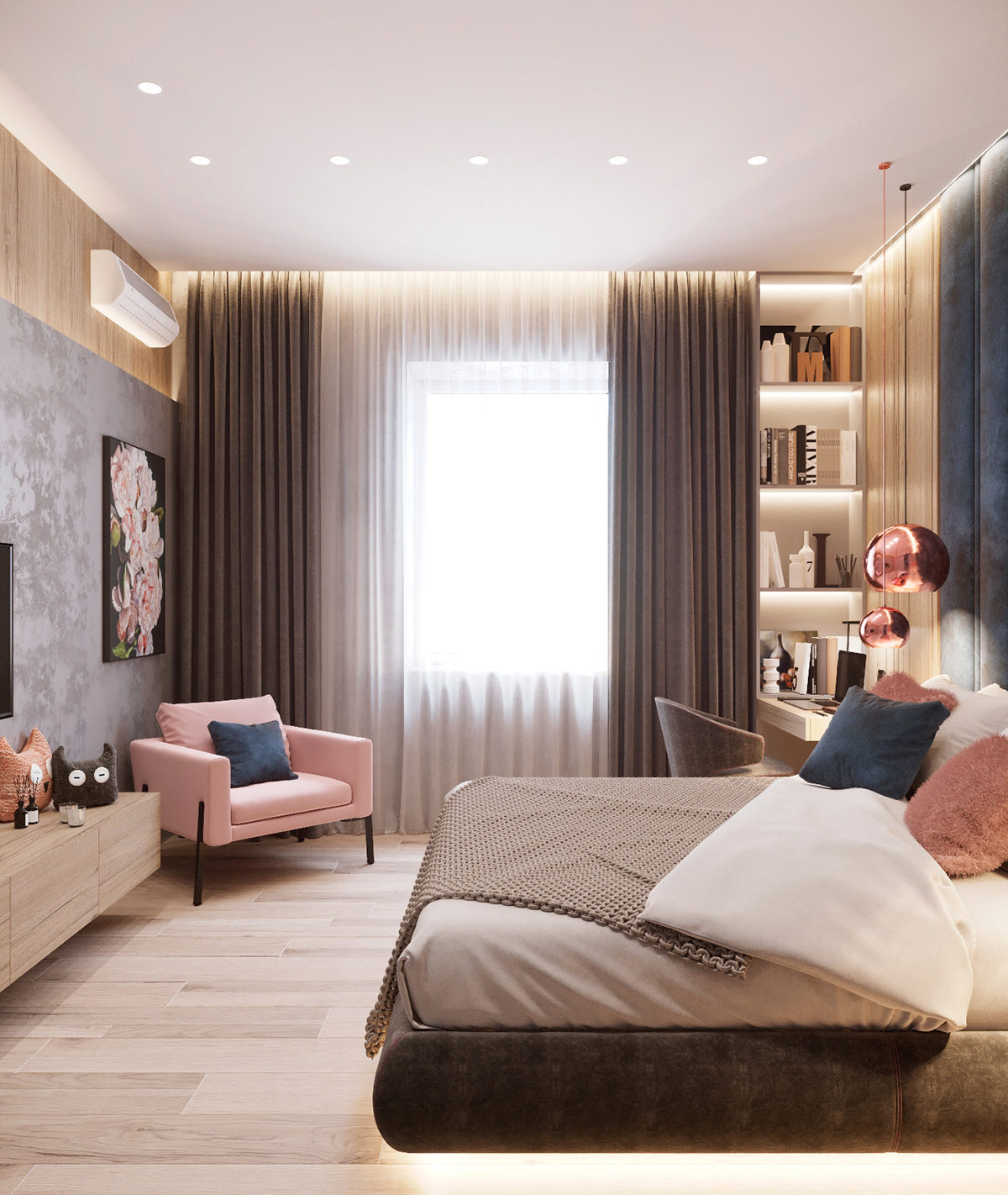 配有蓝色粉红色和金色装饰的一流家庭住宅---酷图编号9