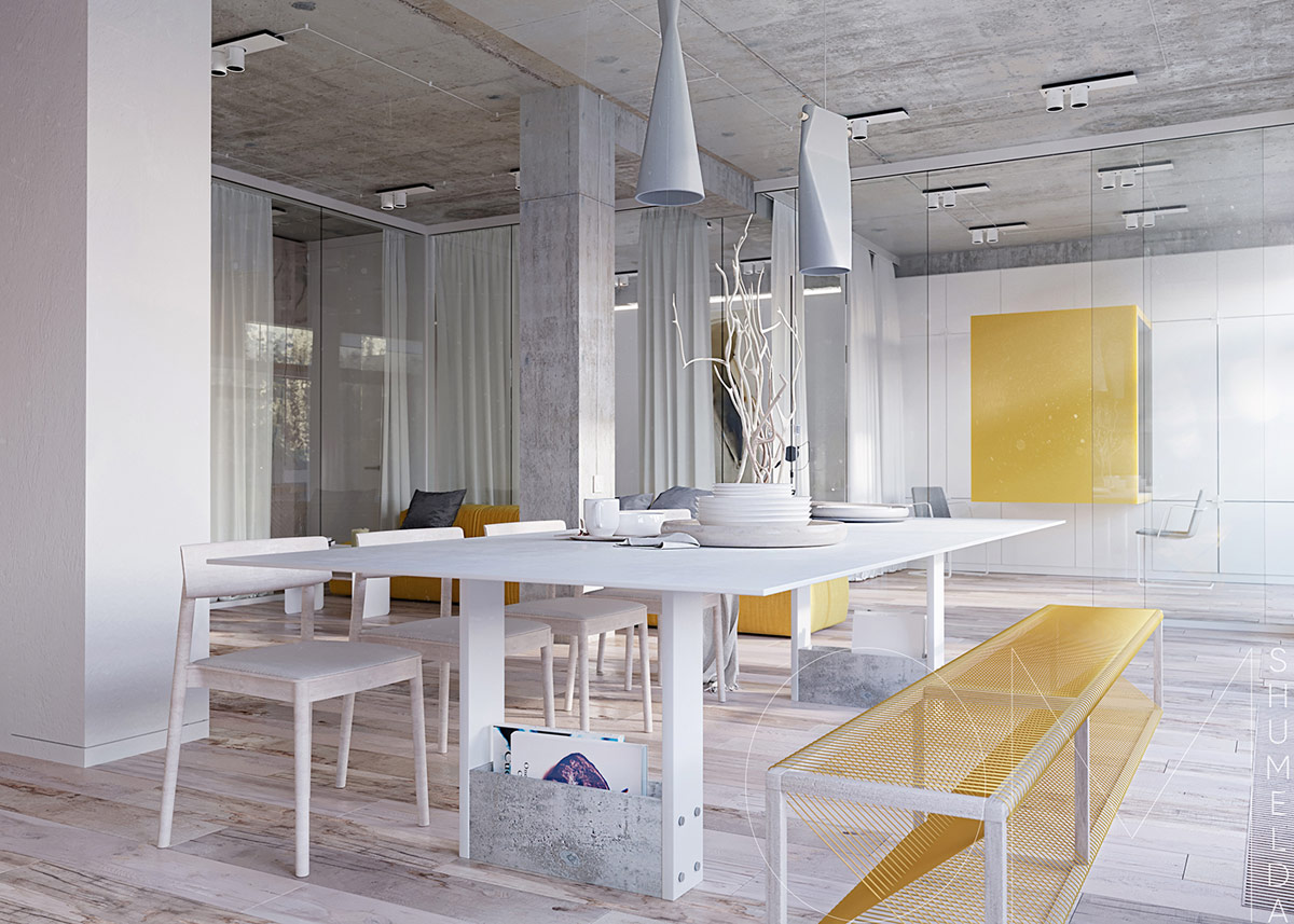 白色和黄色搭配的公寓室内设计---酷图编号30