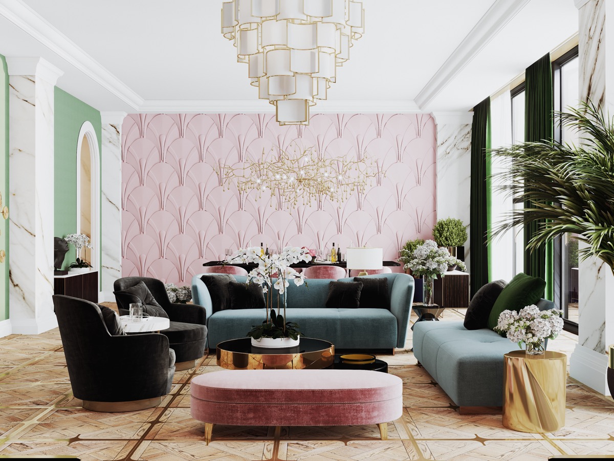粉色现代简约风格客厅设计图片素材-编号04259551-图行天下
