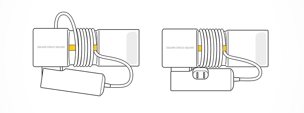 吹风机的手柄旋转90度,与简约的机身平行,可以营造出更加舒适的造型