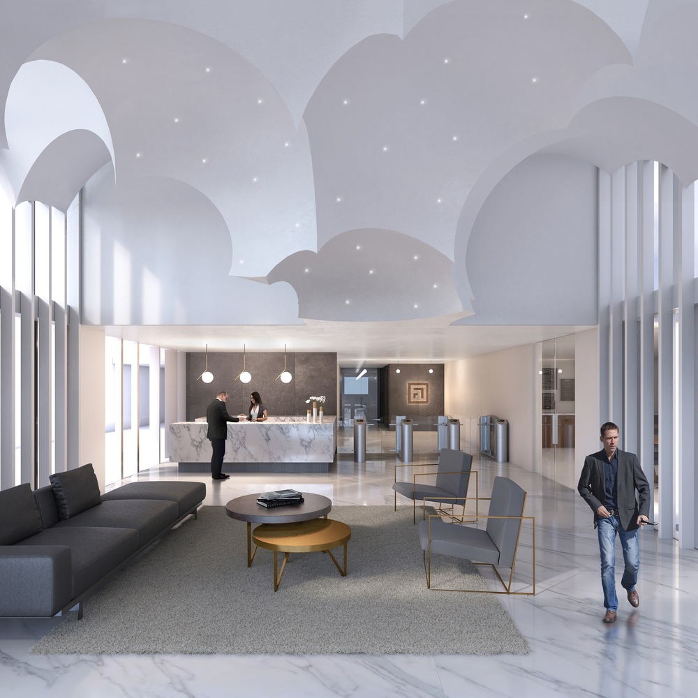 一系列覆盖绿植的阳台对角跨越建筑的外墙,联结了各个楼层。这些阳台也让整个办公空间更加贴近自然充满活力。设计中纤细且开放的室内风格让视觉上始终可以与这些绿色的自然元素保持联系,以期达到加强用户体验和提高工作效率的目的。