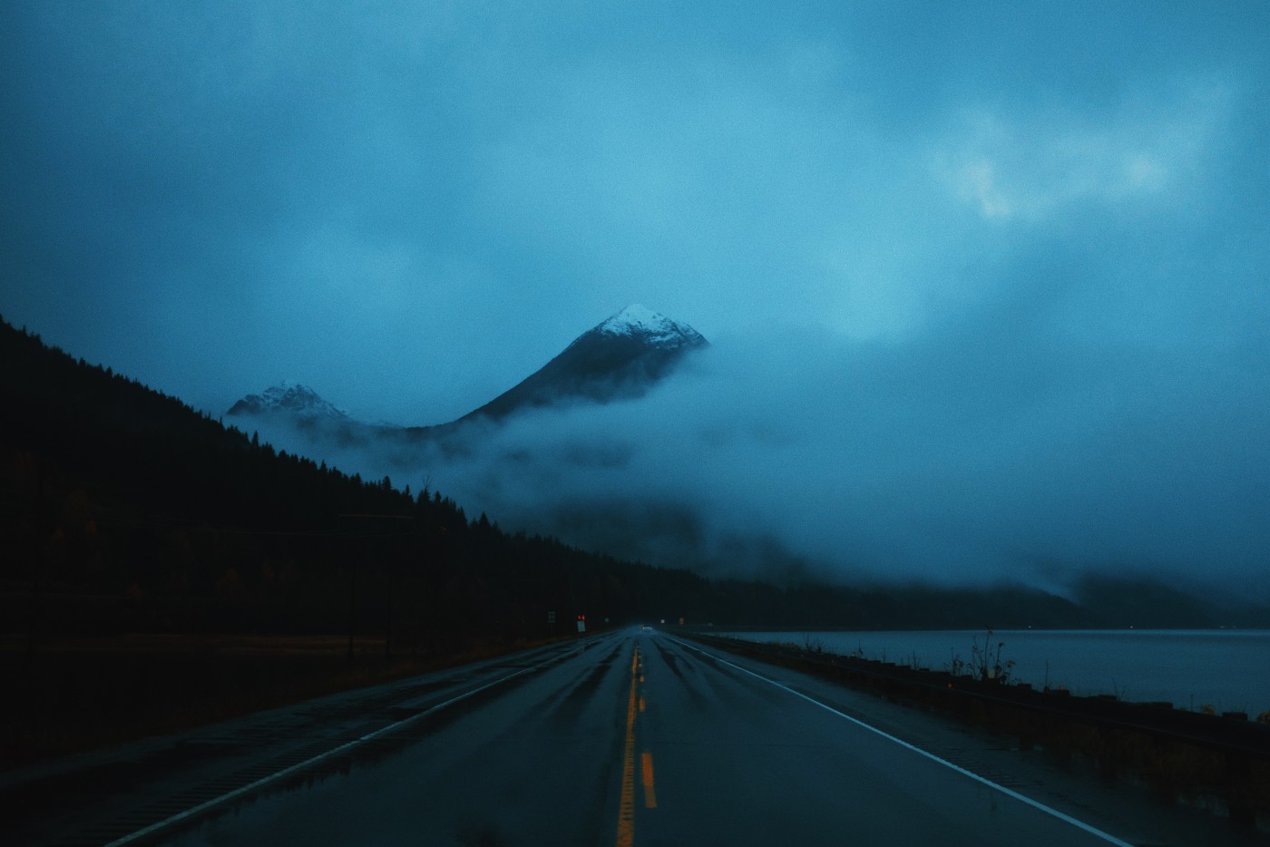 冬季被雾笼罩的公路图片