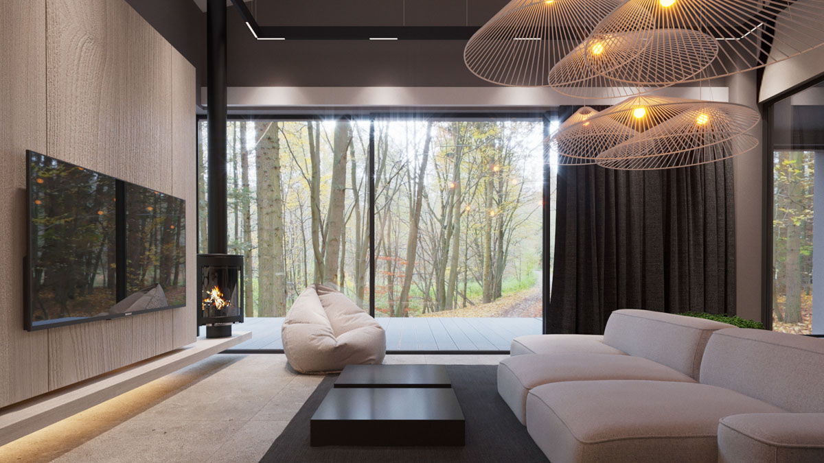 使用灯光和纹理来对黑暗内饰增加质感的公寓设计---酷图编号35