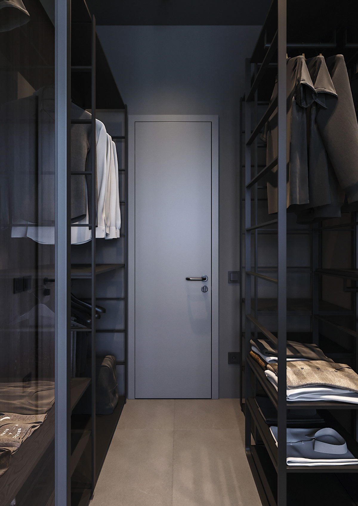 使用灯光和纹理来对黑暗内饰增加质感的公寓设计---酷图编号31