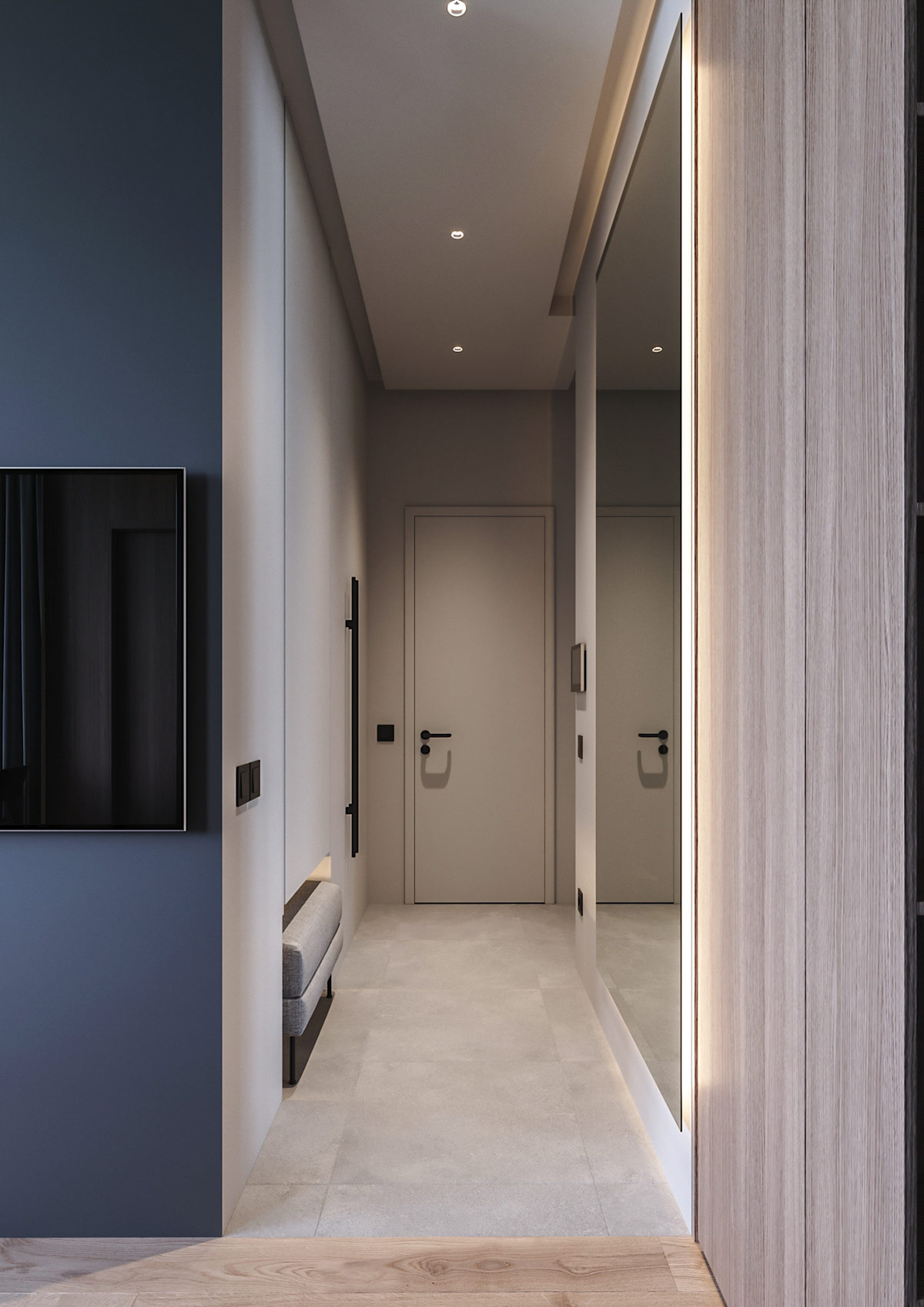 使用灯光和纹理来对黑暗内饰增加质感的公寓设计---酷图编号26