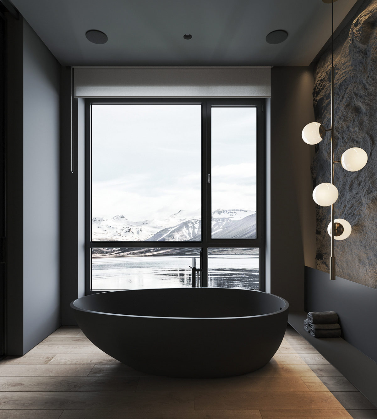 使用灯光和纹理来对黑暗内饰增加质感的公寓设计---酷图编号15