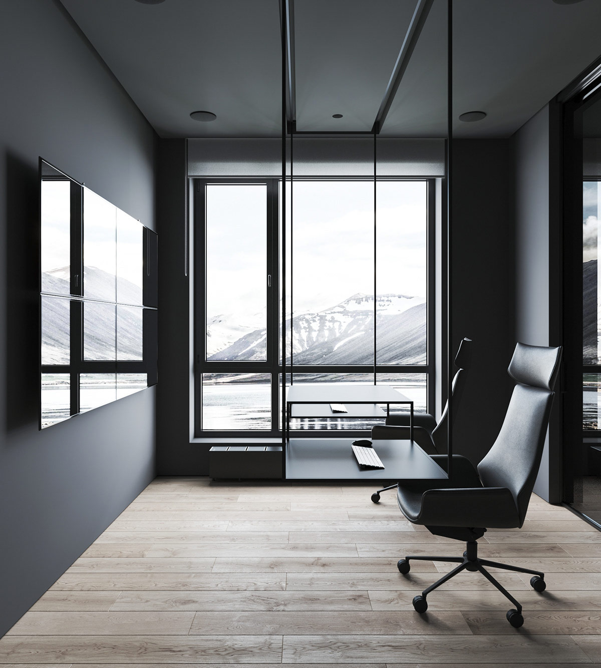 使用灯光和纹理来对黑暗内饰增加质感的公寓设计---酷图编号8