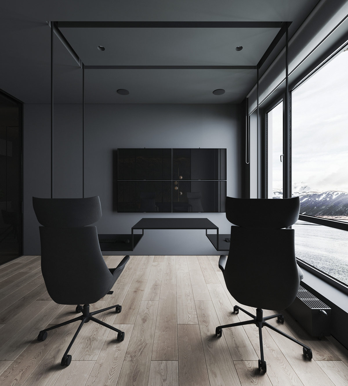 使用灯光和纹理来对黑暗内饰增加质感的公寓设计---酷图编号2