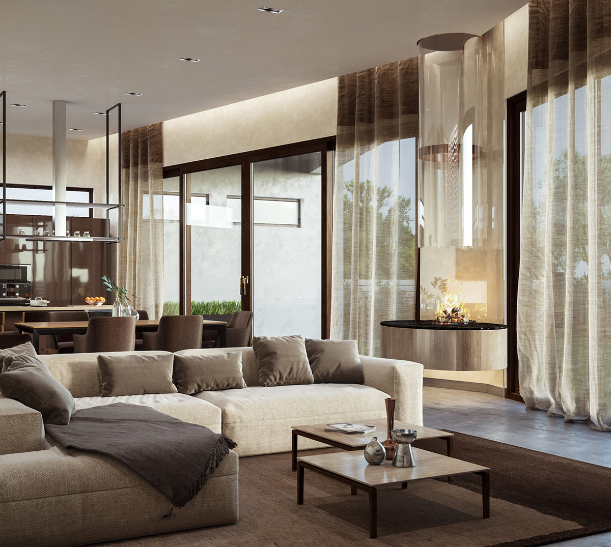 咖啡奶油内饰的复杂风格室内设计---酷图编号7