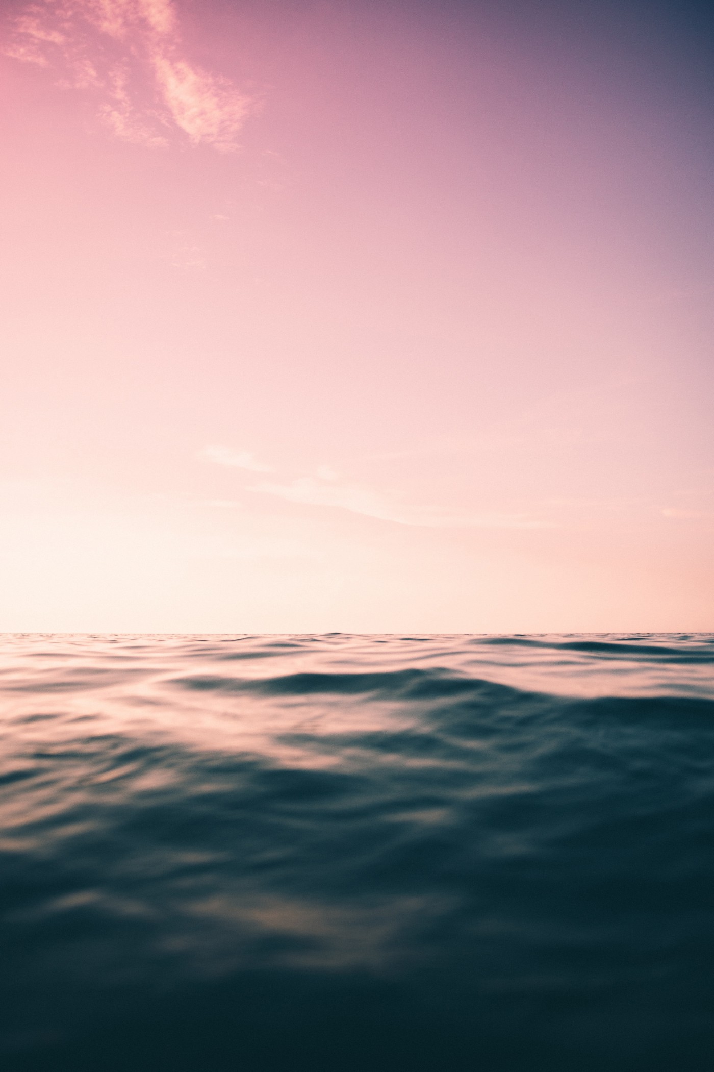 粉红色天空下的大海图片