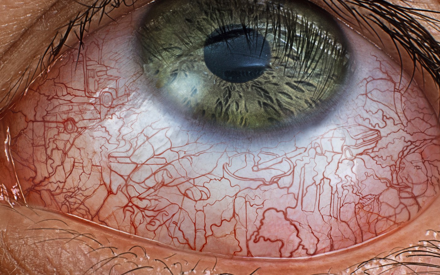 眼很红眼黑眼白的交界处有突起还有很多血丝是怎么了 是结膜炎吗。不要被吓住哦，这是为了让你们看清楚。_百度知道