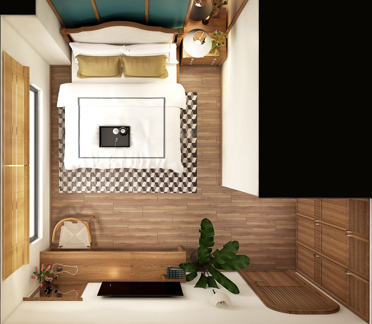 三个亚洲风格的室内设计-融合了华丽深绿色和深青色的室内设计---酷图编号36