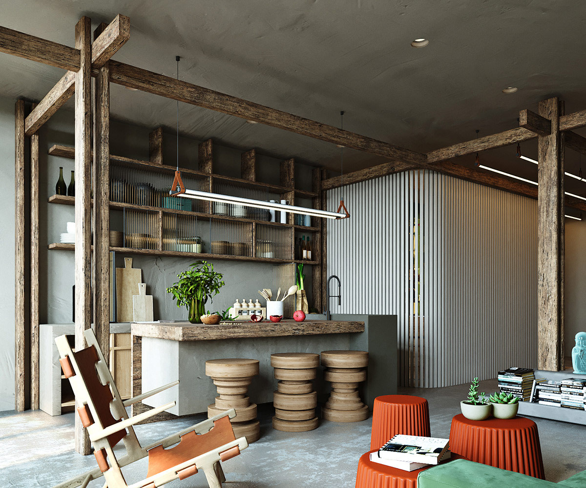 三个亚洲风格的室内设计-融合了华丽深绿色和深青色的室内设计---酷图编号12