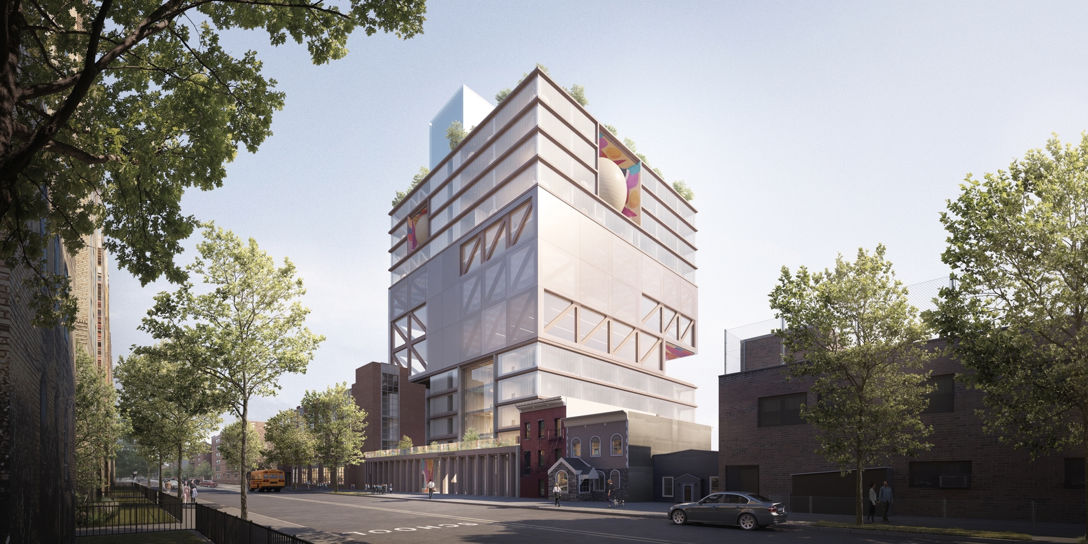 体块堆叠材质拼接的Beth Rivka教学楼图片