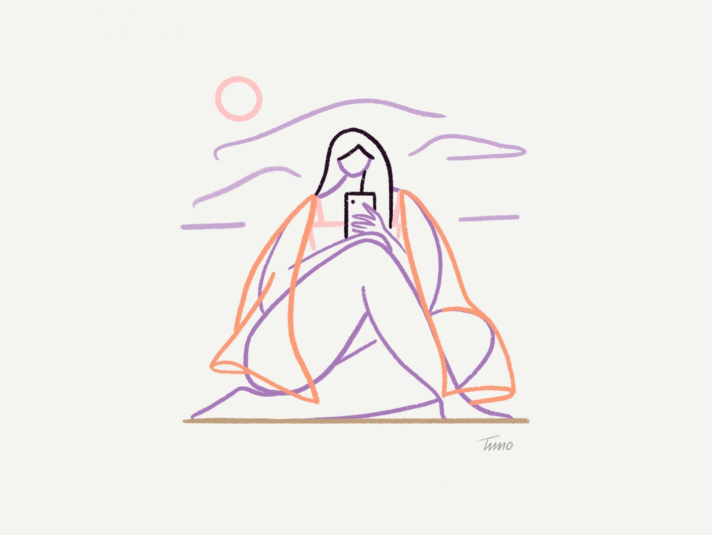 Tote-手绘速写人像插图图片