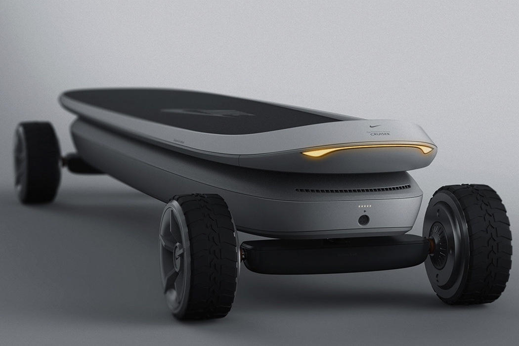 可以在背包中携带时充电的耐克电动滑板设计图片