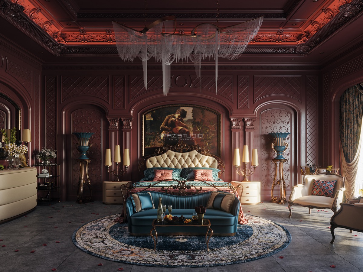 51间可帮助您设计自己的房间带提示和配件的红色卧室---酷图编号38