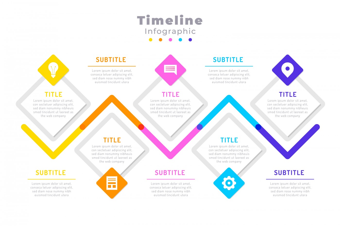 五颜六色的时间轴信息图平面素材设计图片