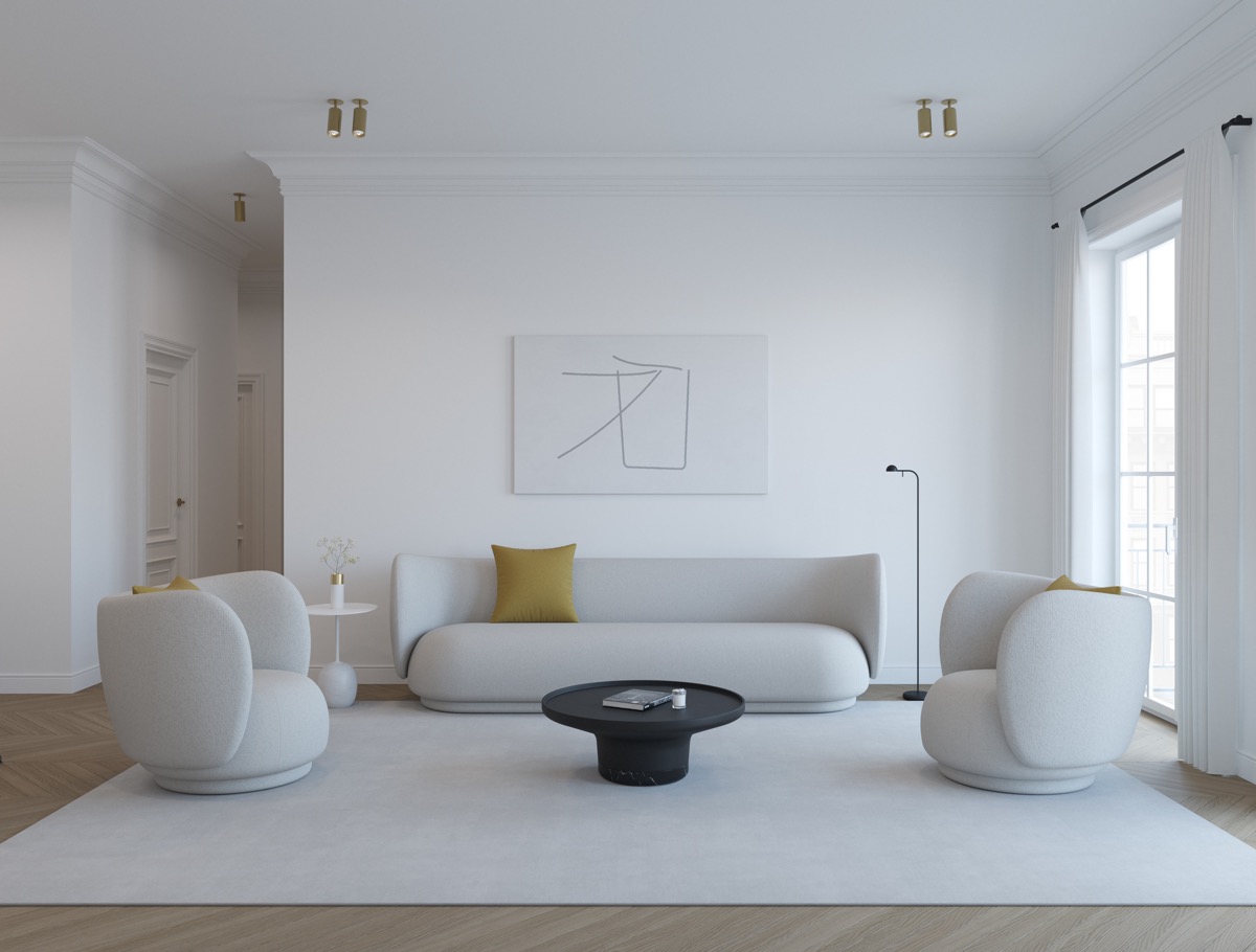 精致的白色简约内饰公寓室内设计---酷图编号1303766