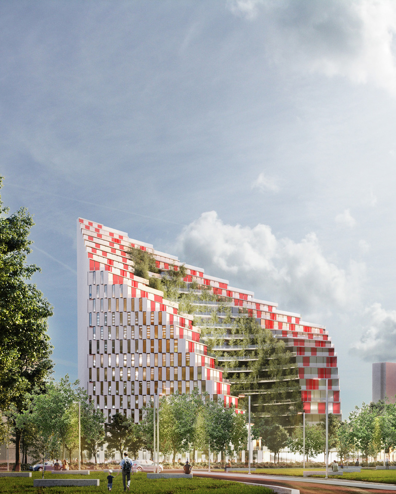 建筑师对大楼的空间密闭性进行了特殊的设计,以应对所在地区的潮湿气候条件。而在夏季,建筑师则试图通过尽可能多的遮阴区域来减少空间内部的热量流入。同时,建筑整体所呈现的大台阶造型,也使得大楼本身扮演了一个被动太阳能调节器的角色。建筑师希望通过各个方面的细节设计,使得这栋大楼可以利用比其他同类建筑少30%的能源消耗量,来满足其每日的正常运行。