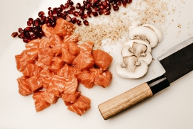 三文鱼石榴与香菇