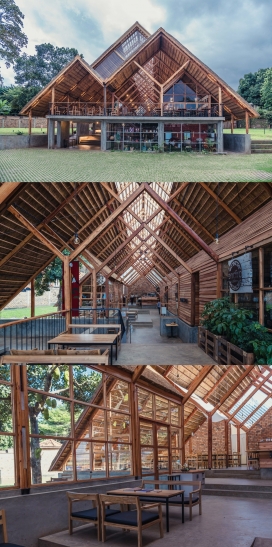乌干达采用桉树框架打造的山森日式餐厅