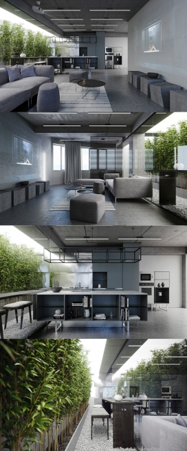 3个锋利的灰色极简主义内饰