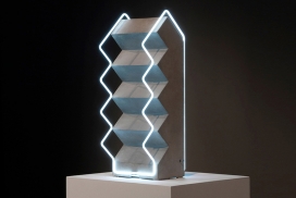 与3D混凝土雕塑相遇的霓虹灯照明设计