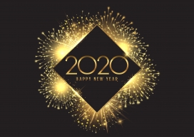 2020-金箔质感烟花的新年快乐