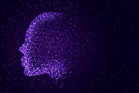 紫色的点状星智慧头脑科技图