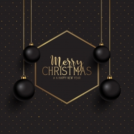 黑金装饰的圣诞球与六边形框节素材下载