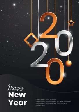 立体吊坠风2020海报模板素材下载